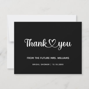 Trendy Chic Stylish Heart Bridal Shower Future Mrs Thank You Card