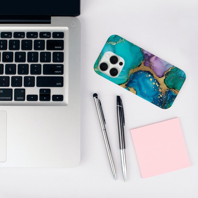 Trendy Chic Teal Swirls iPhone Case (Trendy Chic Teal Swirls iPhone Case - Stylish Girly Case)