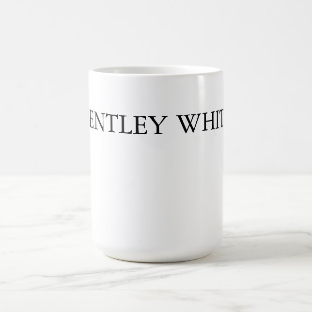 Trendy Chic White Stylish Simple Plain Your Name Coffee Mug (Center)