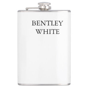 Trendy Chic White Stylish Simple Plain Your Name Hip Flask