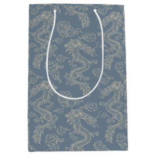 Trendy Chinoiserie Lunar Celebrations Dragon Gold Medium Gift Bag
