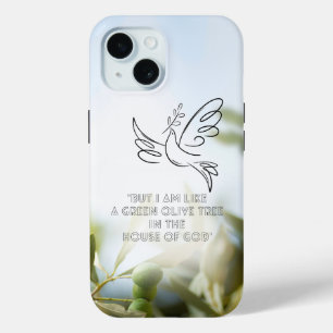 Trendy Christian Olive Photograph Dove Scripture iPhone 15 Case