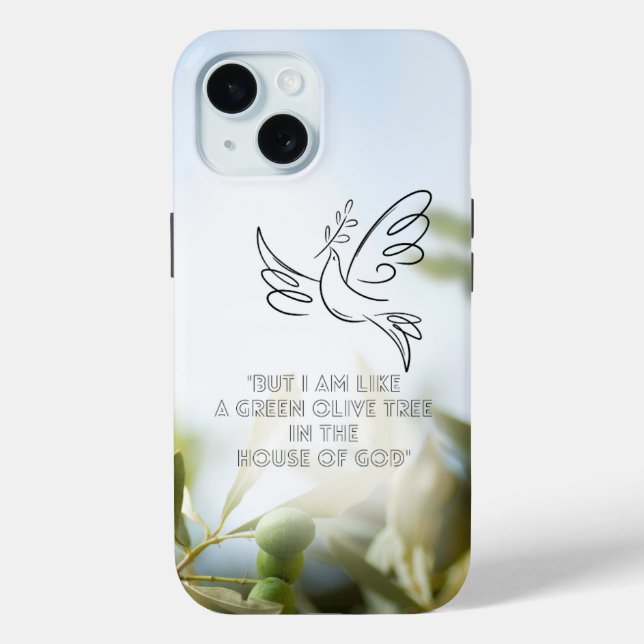 Trendy Christian Olive Photograph Dove Scripture Case-Mate iPhone Case (Back)