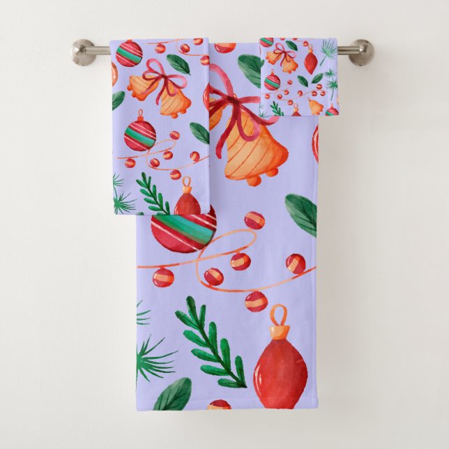 Trendy Christmas Abstract Pattern Bath Towel Set (Insitu)