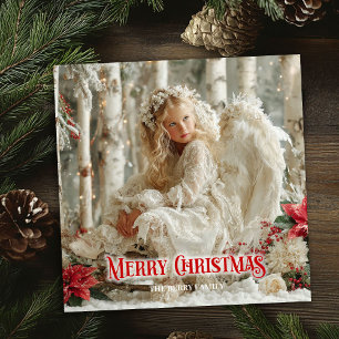 Trendy Christmas angel red and gold artistic cards