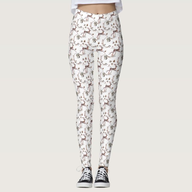 Trendy Christmas Deer Leggings (Front)