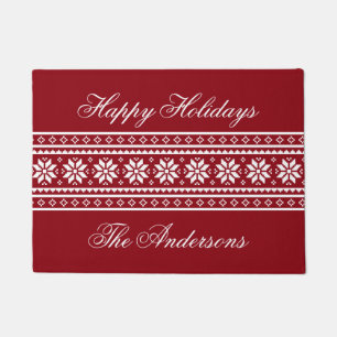 Trendy Christmas door mat with seasons greetings