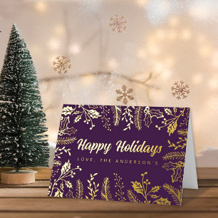 Trendy Christmas Foliage Real Foil Holiday Card