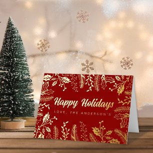 Trendy Christmas Foliage Real Foil Holiday Card