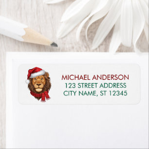 Trendy Christmas King Lion Santa Return Address   