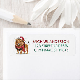 Trendy Christmas King Lion Santa Return Address   