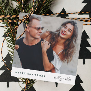 Trendy Christmas   Modern Stylish Couple Photo Favour Tags