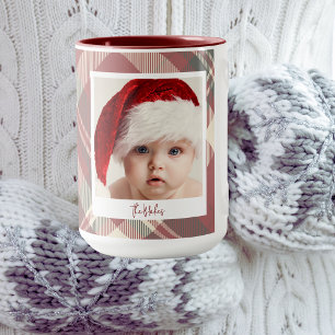 Trendy Christmas Mug Custom Double Photo Red