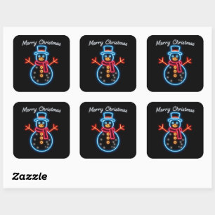 Trendy Christmas Neon Holiday Collection Square Sticker