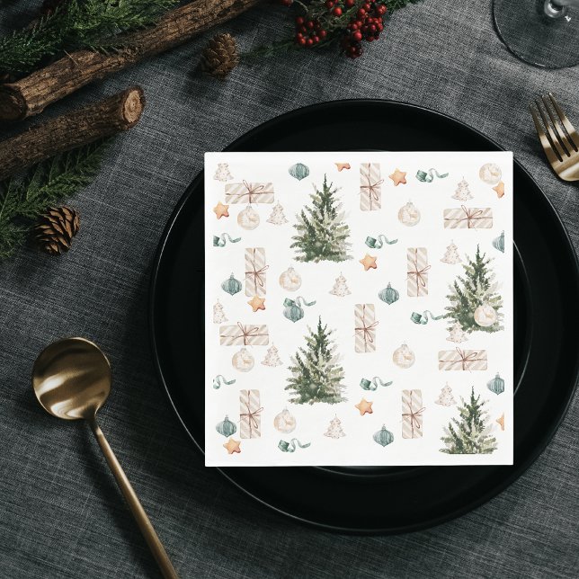 Trendy Christmas Pattern | Watercolor  Napkin (Creator Uploaded)