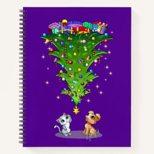 Trendy Christmas Tree Rich Plum Notebook by Mei Yu