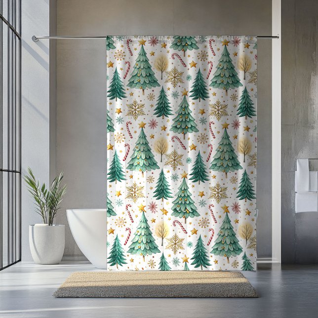 Trendy Christmas Trees and Candy Canes Curtain (Trendy Christmas Trees and Candy Canes Curtain)