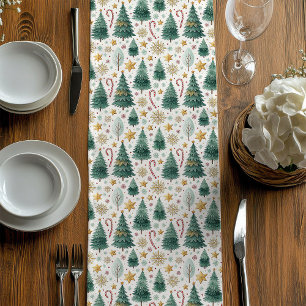 Trendy Christmas Trees Holiday Table Runner Design