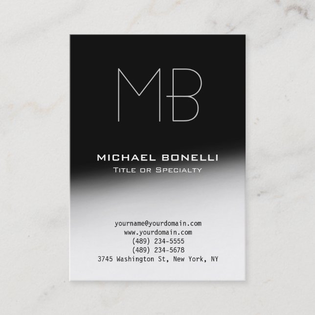 Trendy chubby modern black grey business card (Front)