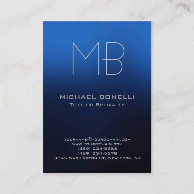 Trendy chubby modern blue background business card (Front)