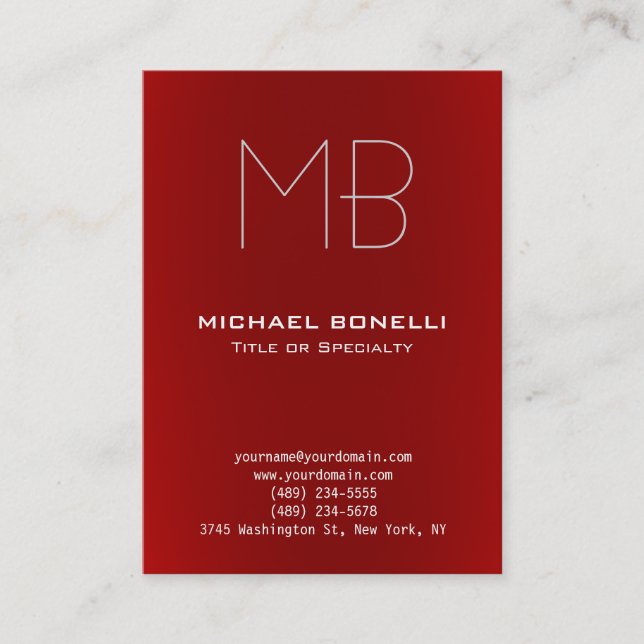 Trendy chubby modern red background business card (Front)
