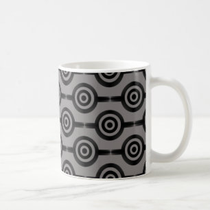 Trendy Circles Mug, Black and Grey Coffee Mug