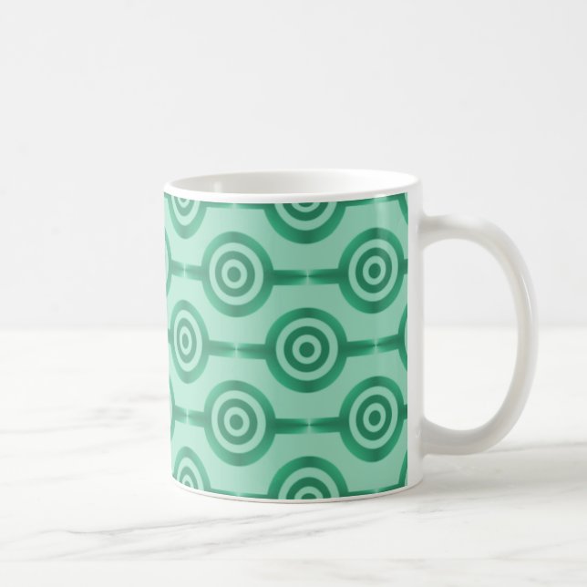 Trendy Circles Mug, Seafoam Green Coffee Mug (Right)