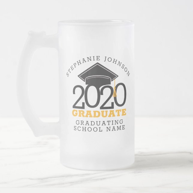 Trendy Class of 2020 Graduate Frosted Glass Beer Mug (Left)