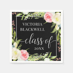 Trendy Class of 2022 Floral Graduation Napkin