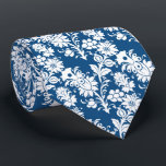 Trendy Classic Blue Floral Groomsmen Wedding Tie<br><div class="desc">This dapper groomsmen necktie features a white floral pattern on a trendy classic blue background.</div>