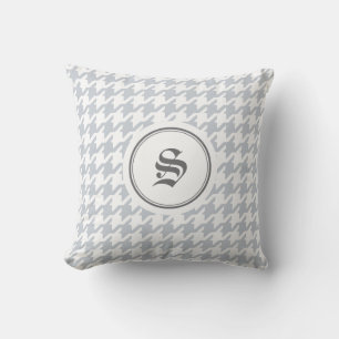 Trendy classic grey houndstooth with monogram cushion