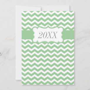 Trendy, classic, modern lime chevron graduation invitation