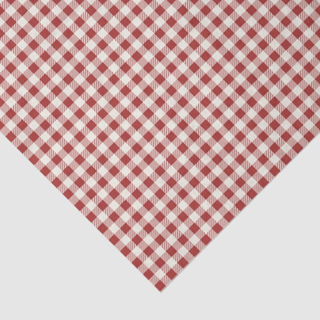 Trendy Classic Red and Cream Gingham Check Pattern Tissue Paper (Detail)