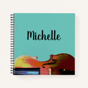 Trendy Classical Music Violin Orchestra Teal Notebook