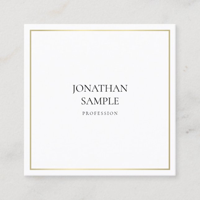 Trendy Clean Design Elegant Gold Look Professional Square Business Card (Front)
