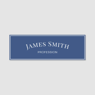 Trendy Cobalt Blue White Border Minimalist Name Tag