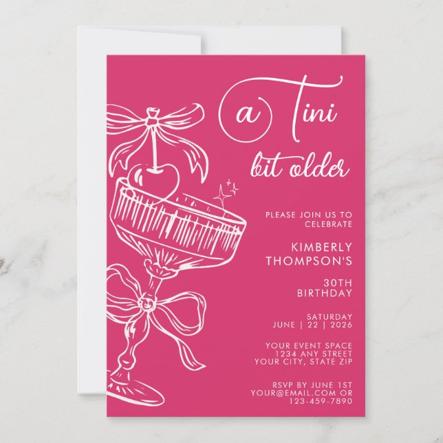 Trendy Cocktail A Tini Bit Older 30th Birthday Invitation (Front)