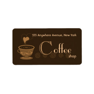 Trendy Coffeeshop Address Label