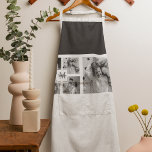Trendy Collage Family Photo Black & White Initial Apron<br><div class="desc">Introducing our Trendy Collage Five Family Photo Black & White with Initial in Centre . This personalised and stylish collage is the perfect way to showcase your family's cherished memories in a modern and elegant way. Featuring a sleek black and white colour scheme, this collage allows you to highlight four...</div>