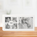 Trendy Collage Family Photo Black & White Initial Wooden Box Sign<br><div class="desc">Introducing our Trendy Collage Five Family Photo Black & White with Initial in Centre . This personalised and stylish collage is the perfect way to showcase your family's cherished memories in a modern and elegant way. Featuring a sleek black and white colour scheme, this collage allows you to highlight four...</div>