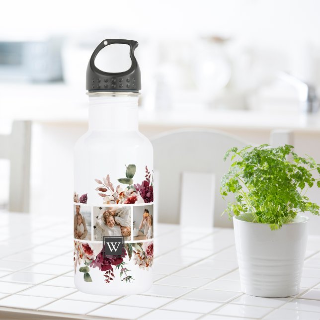 Trendy Collage Family Photo Colourful Flowers Gift 532 Ml Water Bottle (Creator Uploaded)