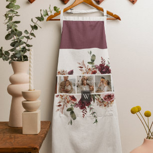 Trendy Collage Family Photo Colourful Flowers Gift Apron