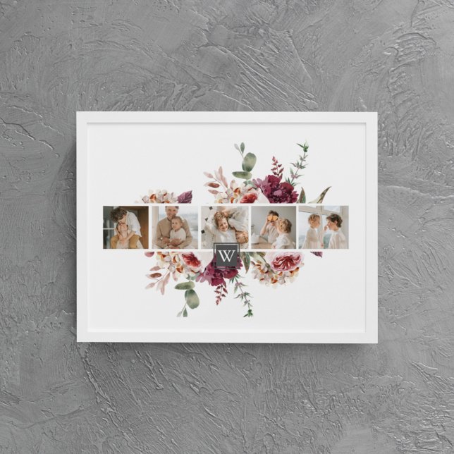 Trendy Collage Family Photo Colourful Flowers Gift Canvas Print (Creator Uploaded)