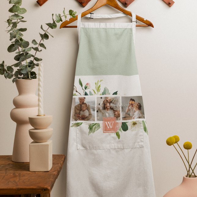 Trendy Collage Family Photo With Flowers Gift Apron (Creator Uploaded)