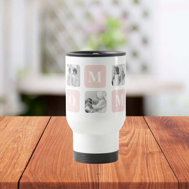 Trendy Collage Photo & Pastel Pink Best Mommy Gift Travel Mug (Creator Uploaded)