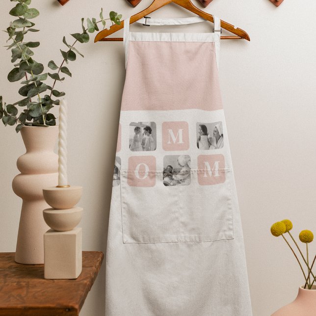 Trendy Collage Photo & Pastel Pink Best Mummy Gift Apron (Creator Uploaded)