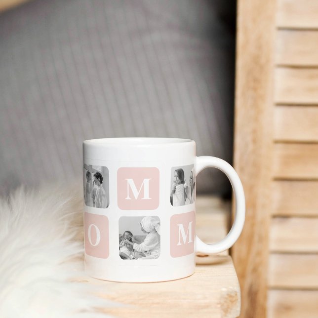 Trendy Collage Photo & Pastel Pink Best Mummy Gift Mug (Creator Uploaded)