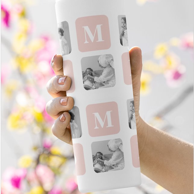Trendy Collage Photo & Pastel Pink Best Mummy Gift Thermal Tumbler (Creator Uploaded)
