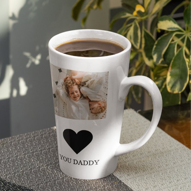 Trendy Collage Photo & We Love You Daddy Gift Latte Mug (Creator Uploaded)