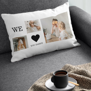 Trendy Collage Photo & We Love You Daddy Gift Lumbar Cushion